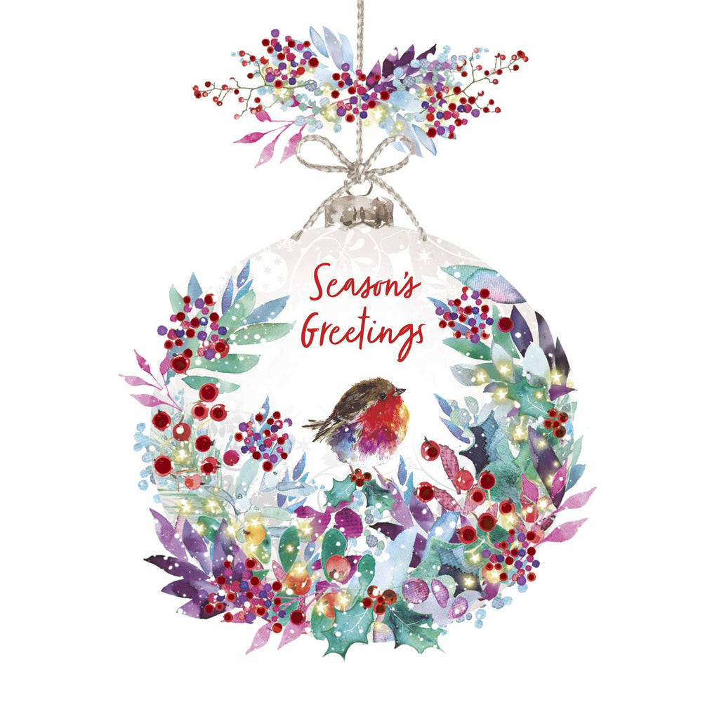Floral Bauble Christmas Cards - Pack of 10