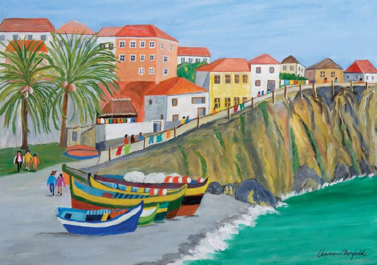 Greeting Cards - Madeira Boats by Anne, Duchess of Norfolk CBE