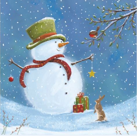 Top Hat Snowman Christmas Cards - Pack of 10