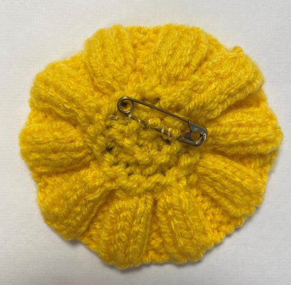 Knitted Sunflower Brooch