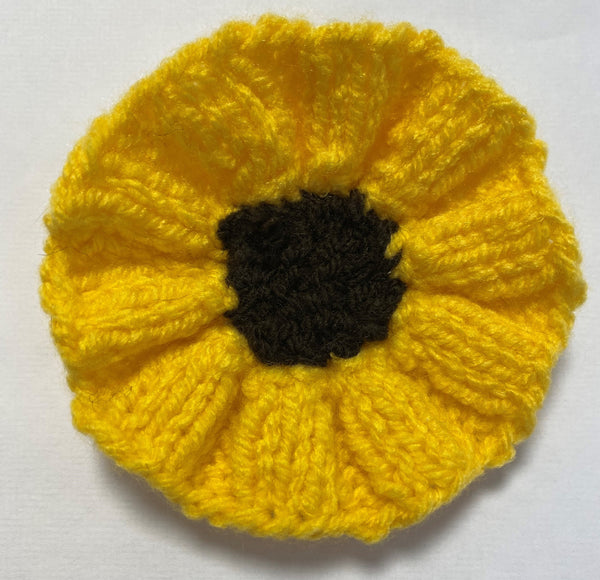 Knitted Sunflower Brooch